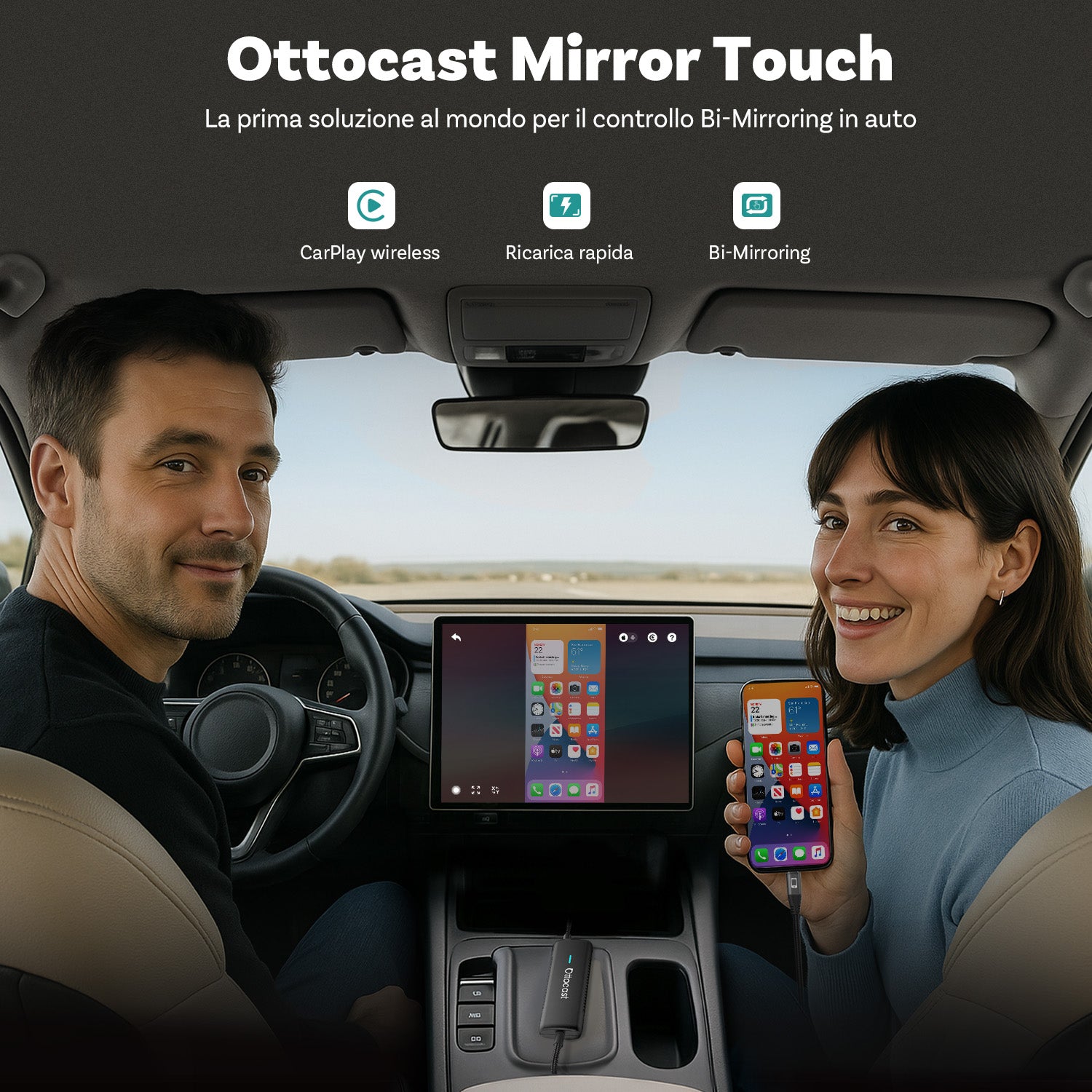 OTTOCAST® Mirror Touch Wireless CarPlay Adapter