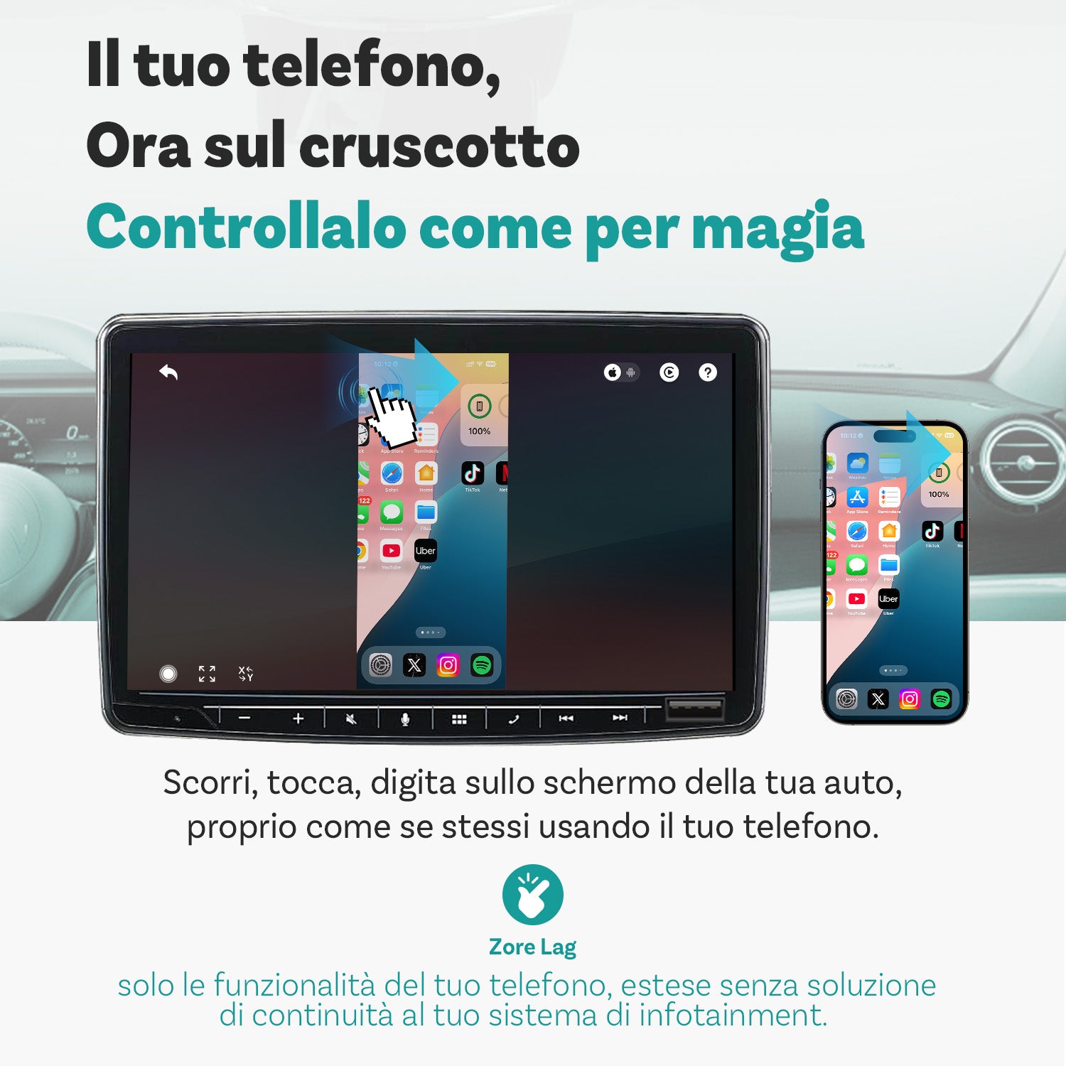 OTTOCAST® Mirror Touch Wireless CarPlay Adapter