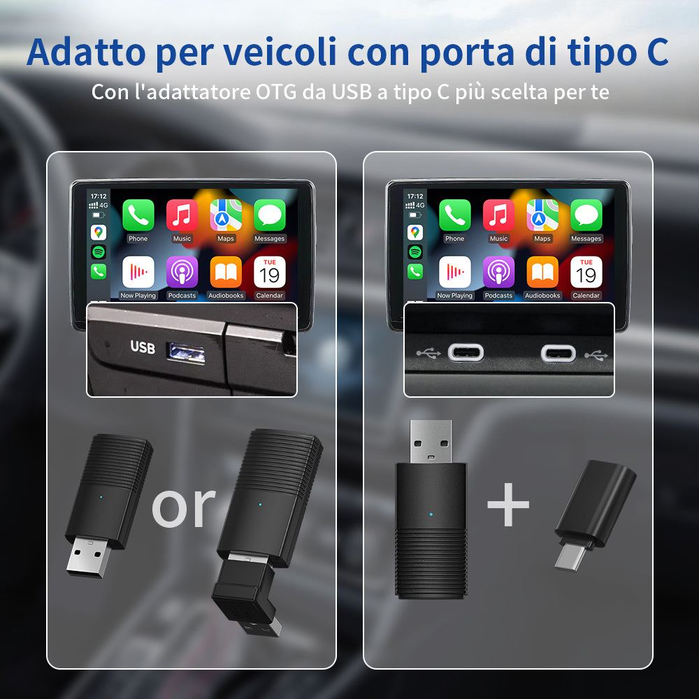 (🆕Sconto a Tempo Limitato) Ottocast®IT Mini Adattatore Wireless CarPlay/Android Auto