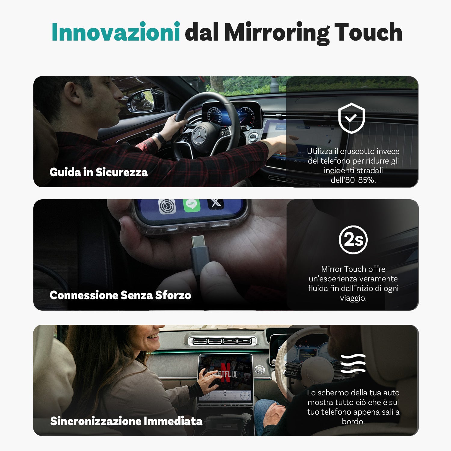 OTTOCAST® Mirror Touch Wireless CarPlay Adapter