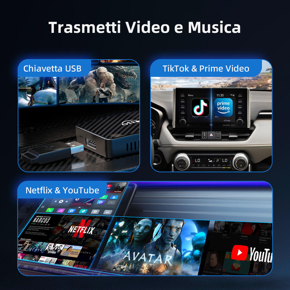 (🎁Sconto del 40% per un tempo limitato) Play2Video Pro Adattatore 3 in 1 con YouTube e Netflix