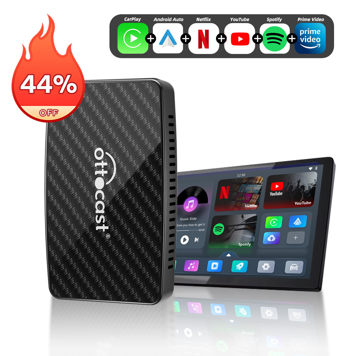 Play2Video Pro | Netflix, YouTube, Prime Video e Adattatore Wireless CarPlay Android Auto