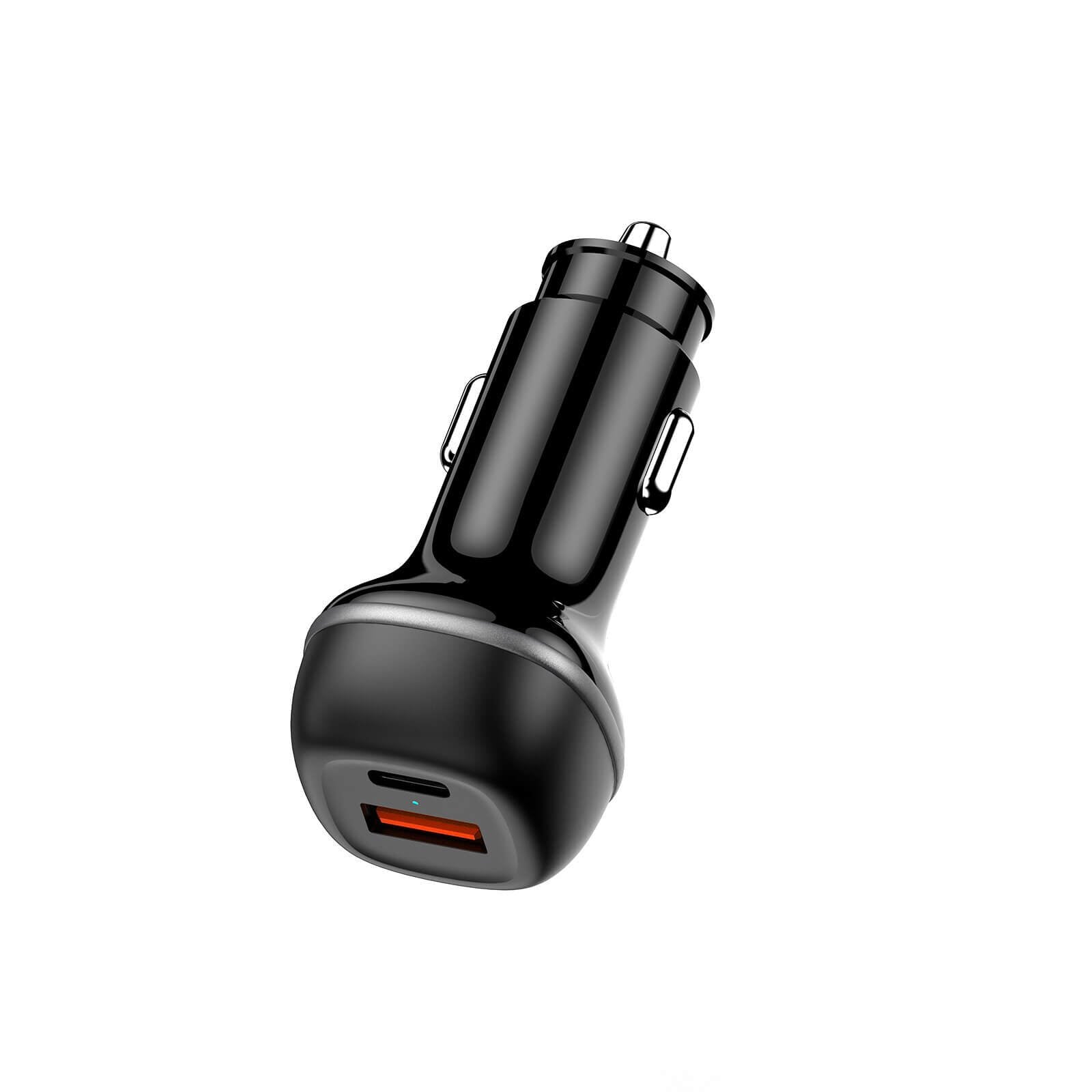 Fast car charger with dual USB-C and USB-A ports