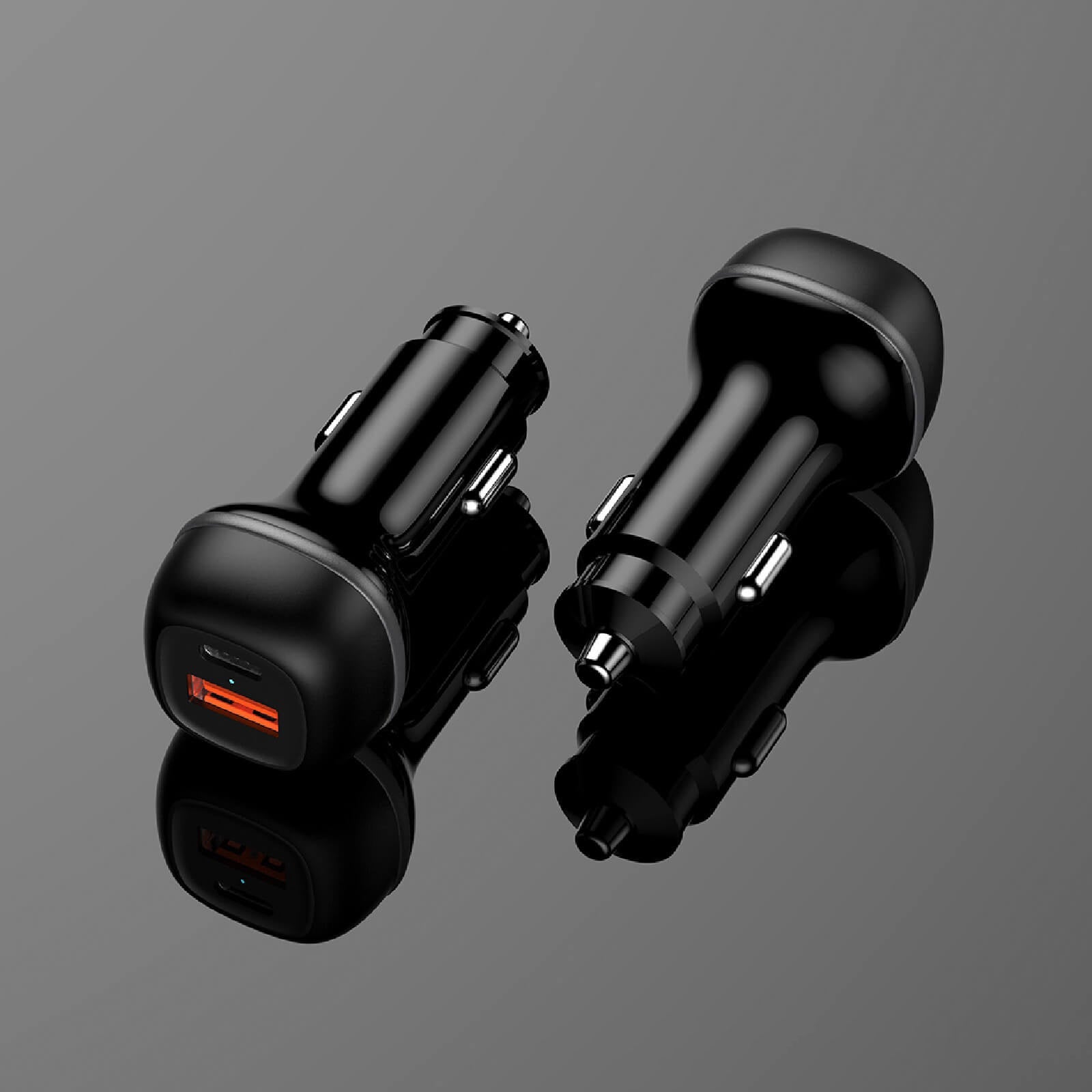 Fast car charger with dual USB-C and USB-A ports