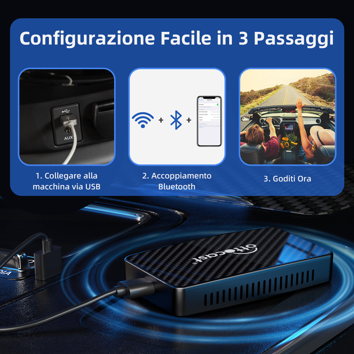 Ottocast-Play2video-pro-Adattatore-wireless-CarPlay-e-Android-Auto-Configurazione-Facile-in-3-passaggi