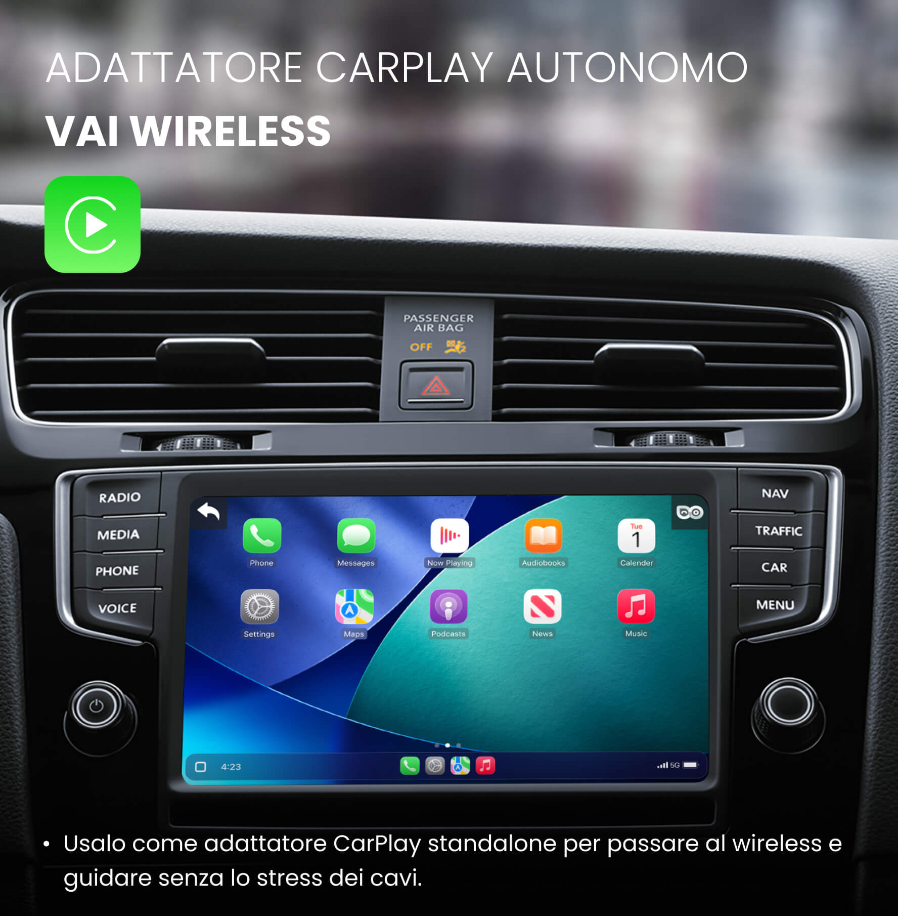 Ottocast® Cabin Care Adattatore CarPlay Wireless con Monitoraggio