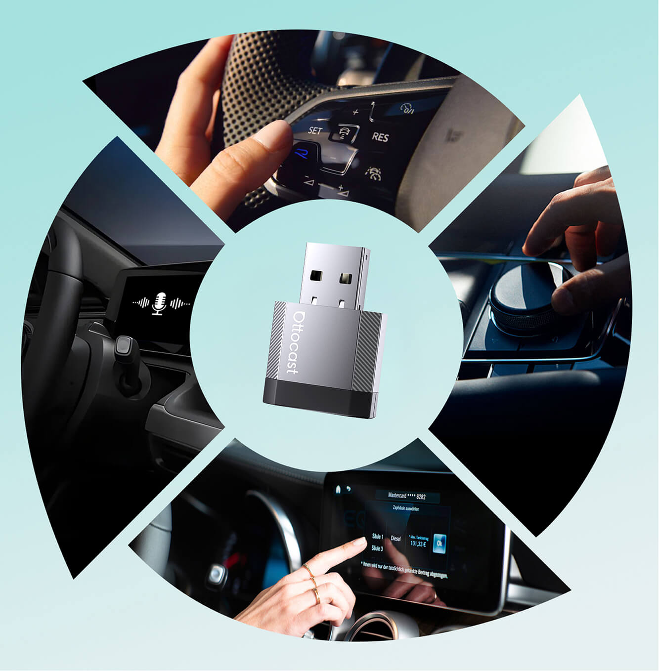 OTTOCAST®Mini NOVA – Adattatore Wireless per CarPlay e Android Auto