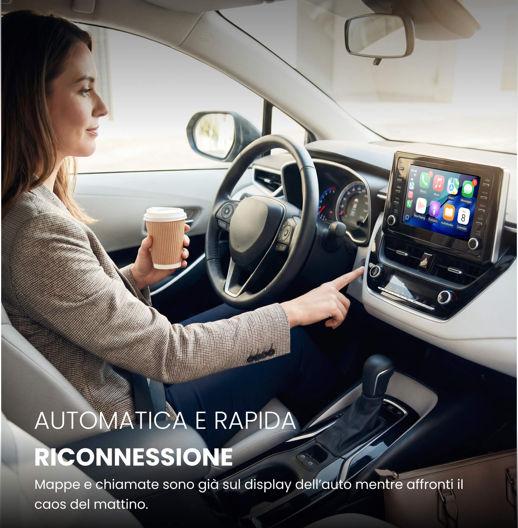 Ottocst® Mini Tube – Adattatore Wireless CarPlay e Android Auto