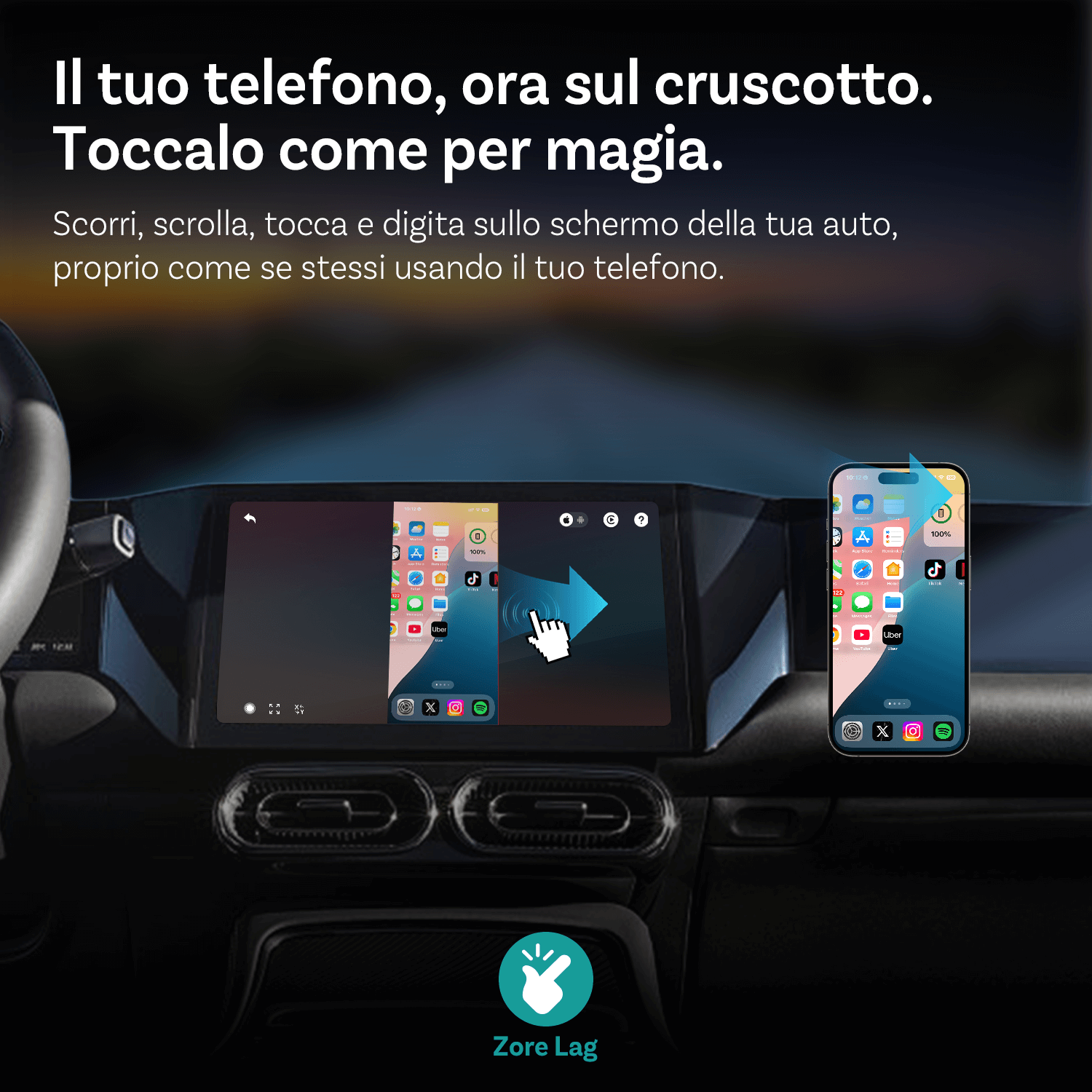 OTTOCAST® Mirror Touch Wireless CarPlay Adapter