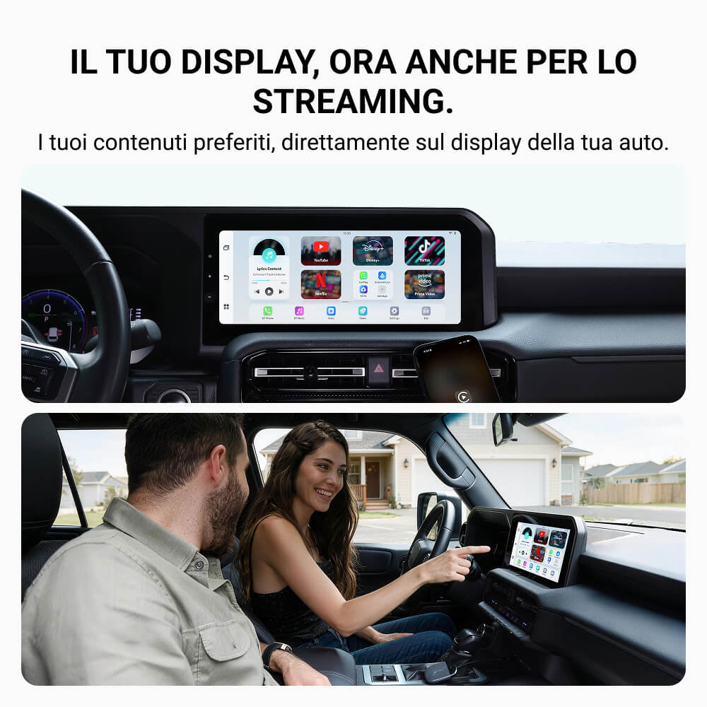 OTTOCAST® Play2Video X Adattatore Wireless con Streaming per CarPlay e Android Auto con YouTube, Netflix