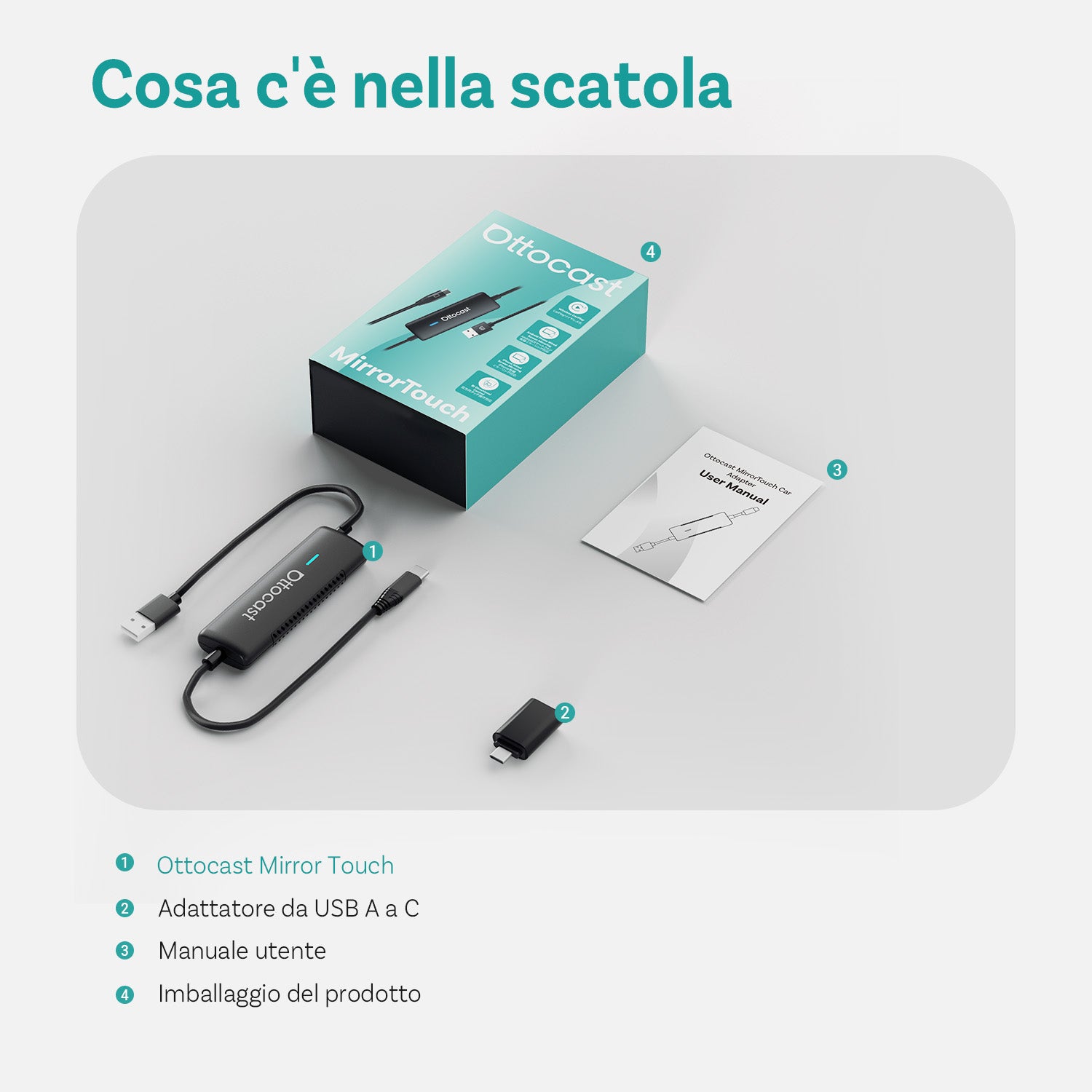OTTOCAST® Mirror Touch Wireless CarPlay Adapter