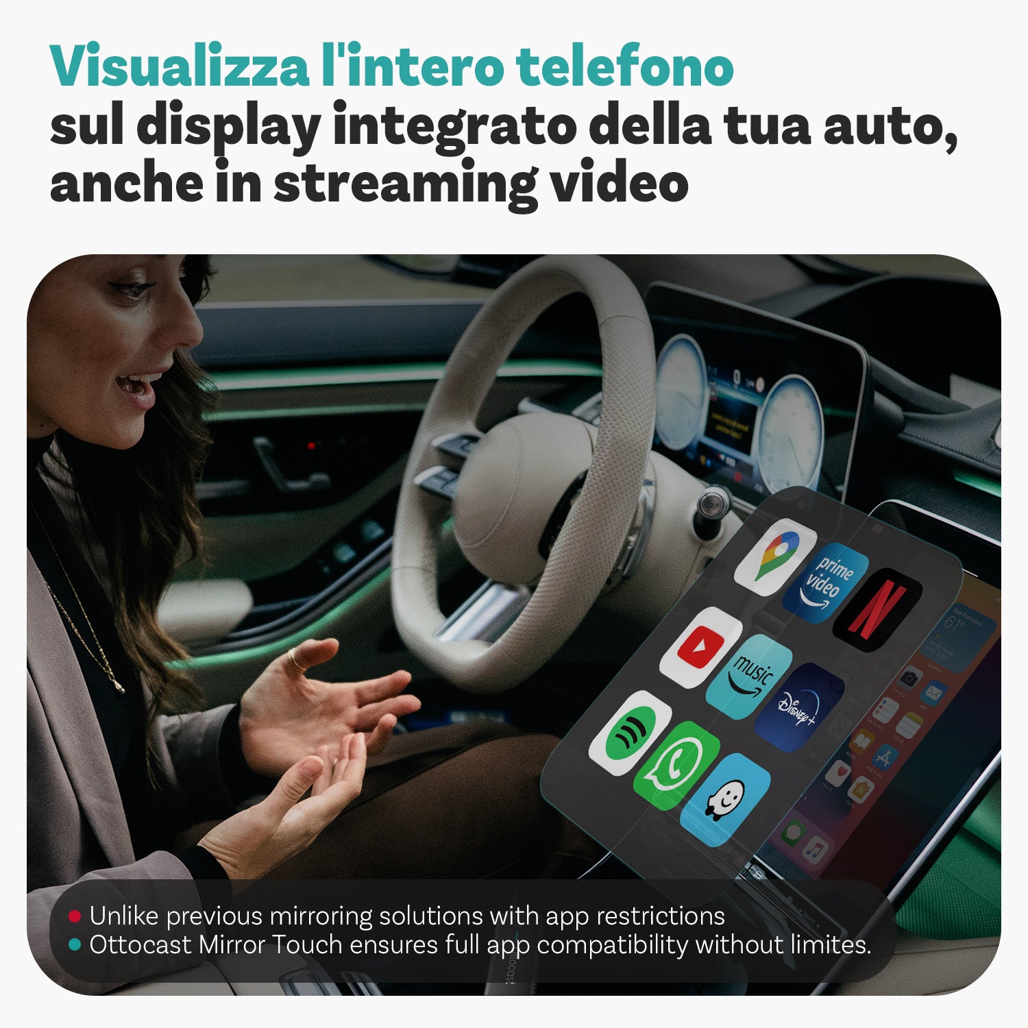 OTTOCAST® Mirror Touch Wireless CarPlay Adapter