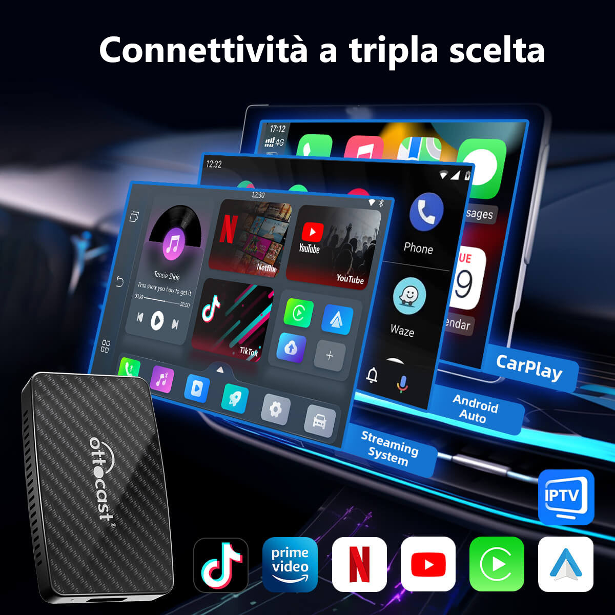 Play2Video All-in-one wireless CarPlay/Android Auto adapter 