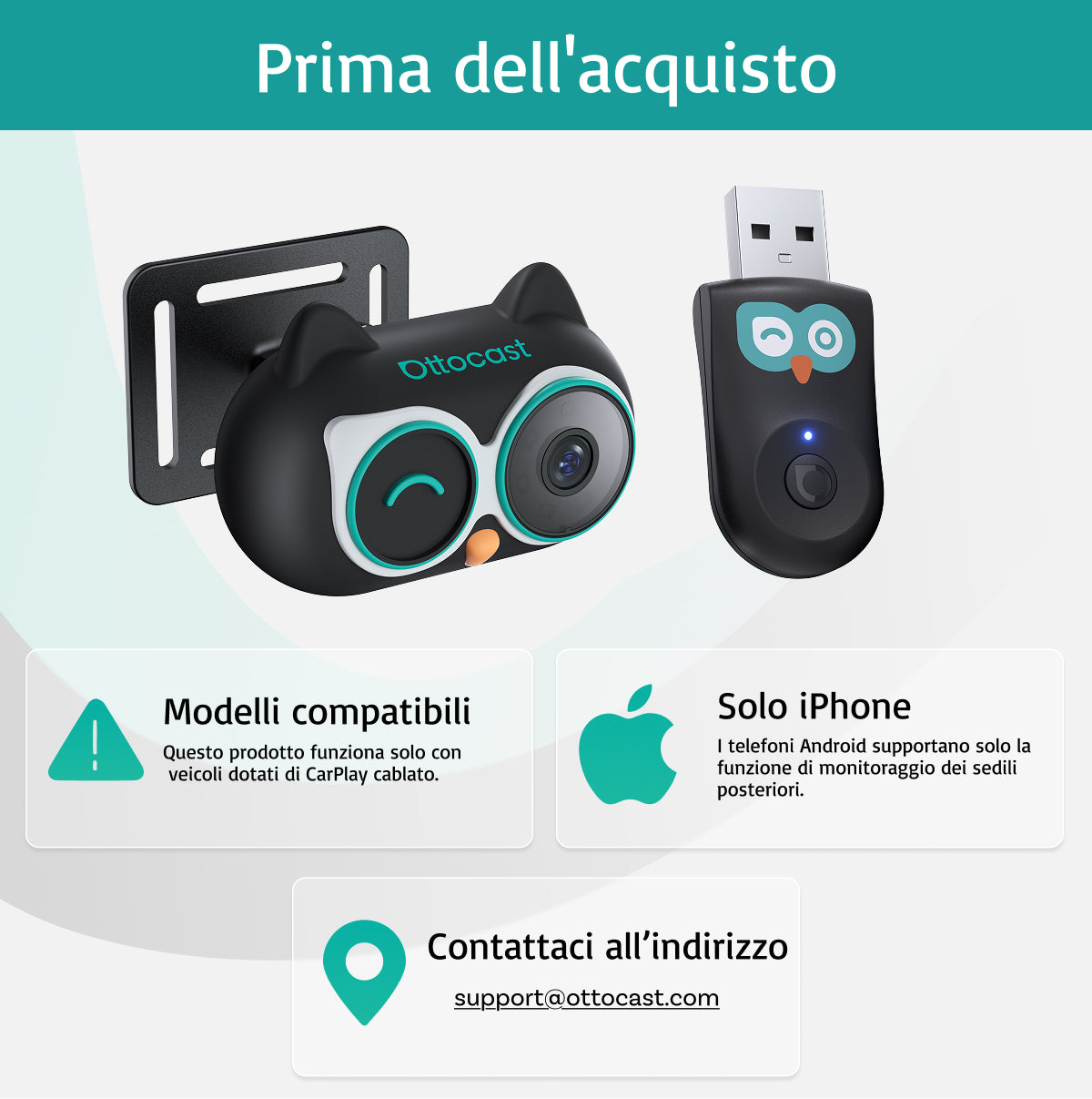 OTTOCAST® Cabin Care Wireless CarPlay Adapter with Monitoring
