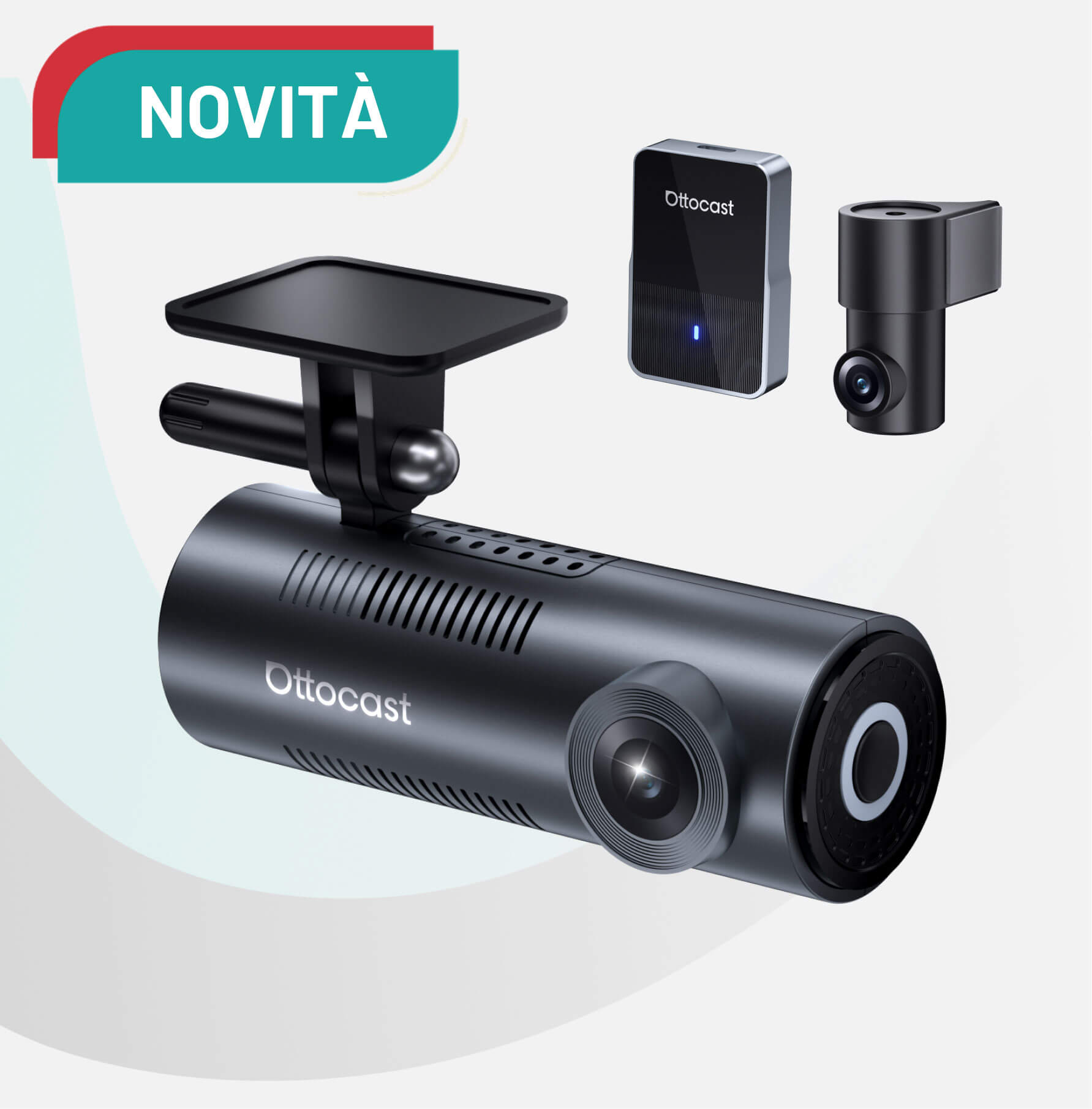 Ottocast® OttoSafe Cam 2 in 1 Dash Cam per Auto con CarPlay Wireless
