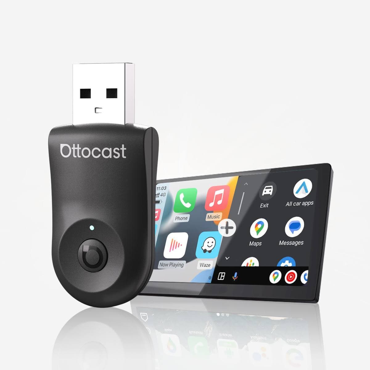OTTOCAST®2025 Mini Adattatore Wireless CarPlay/Android Auto