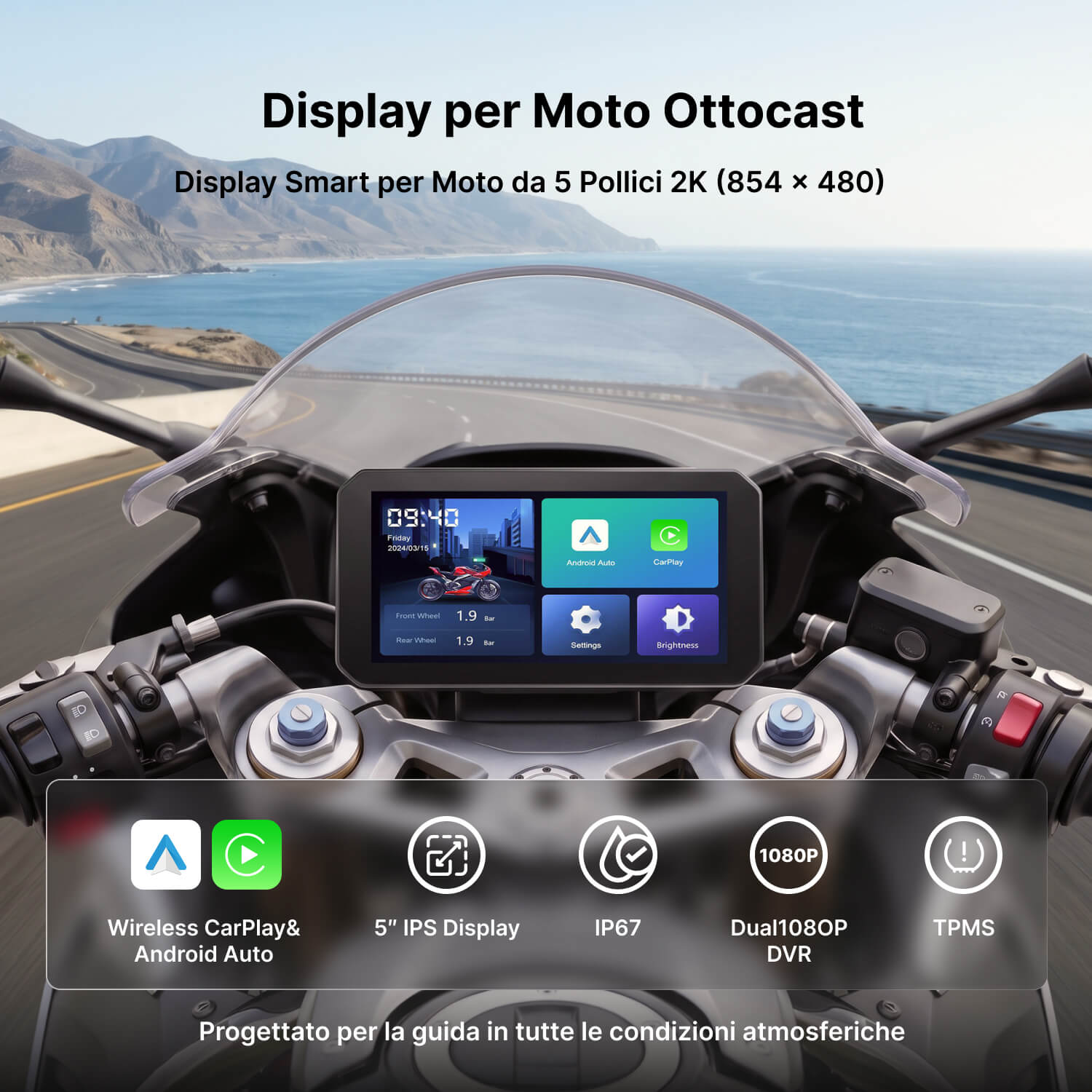 Display per Moto Ottocast da 5 Pollici