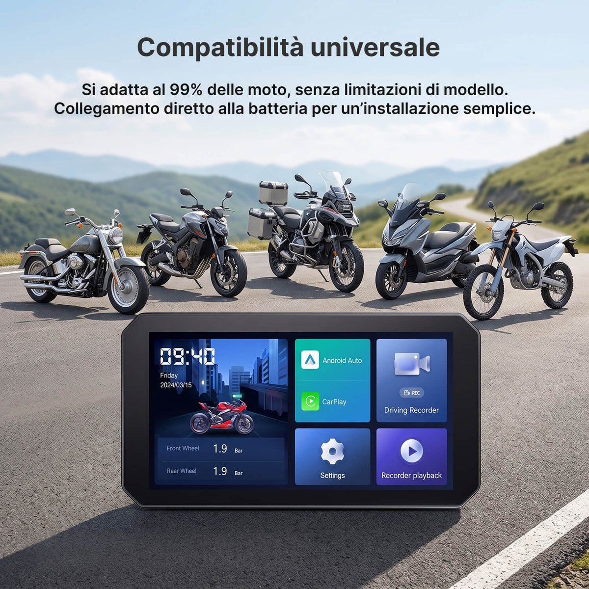 Schermo Intelligente per Moto con Telecamera