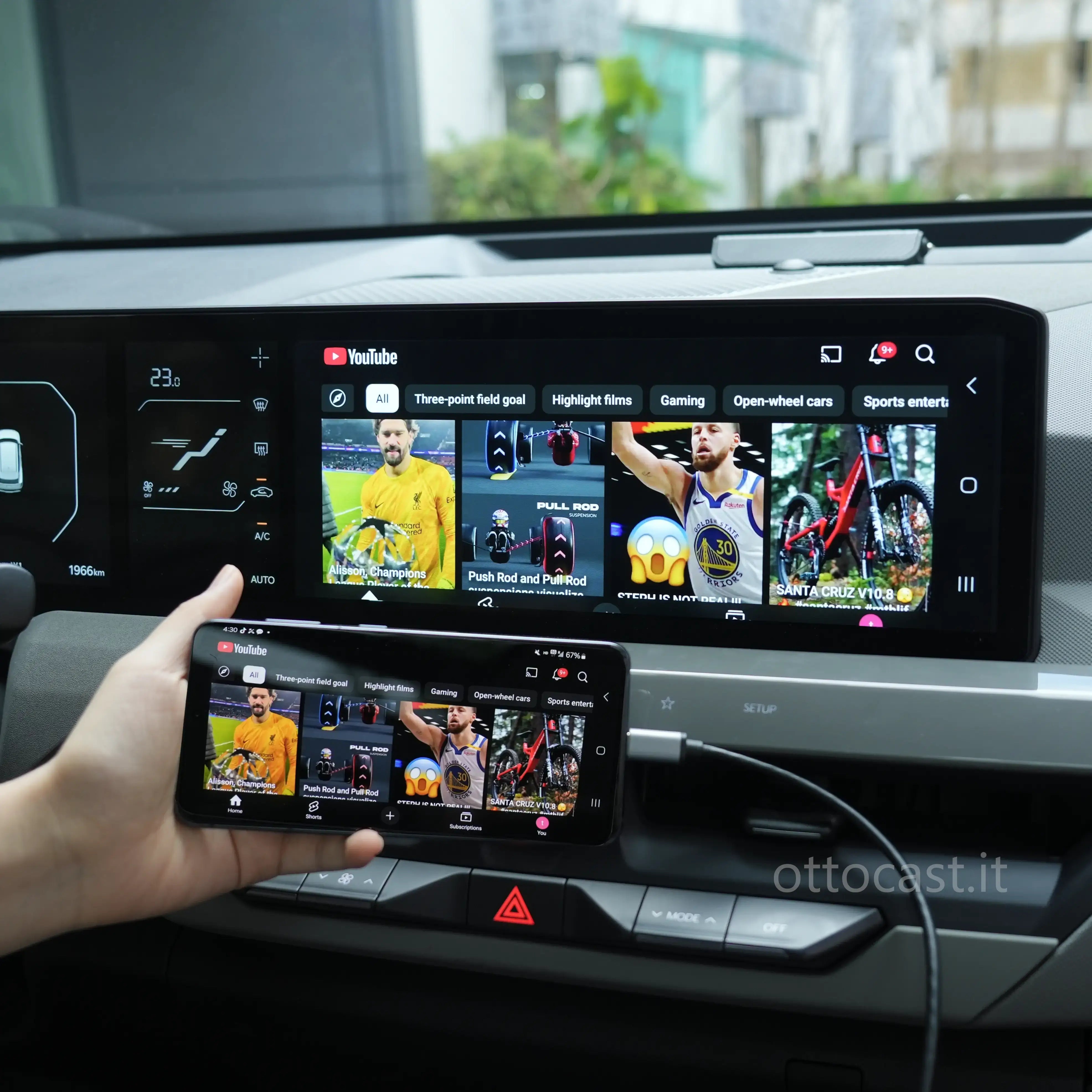 Ottocast® Car TV Mate Pro | Streaming HDMI + Fire TV Stick + Mirroring dello Schermo & Adattatore Wireless CarPlay Android Auto