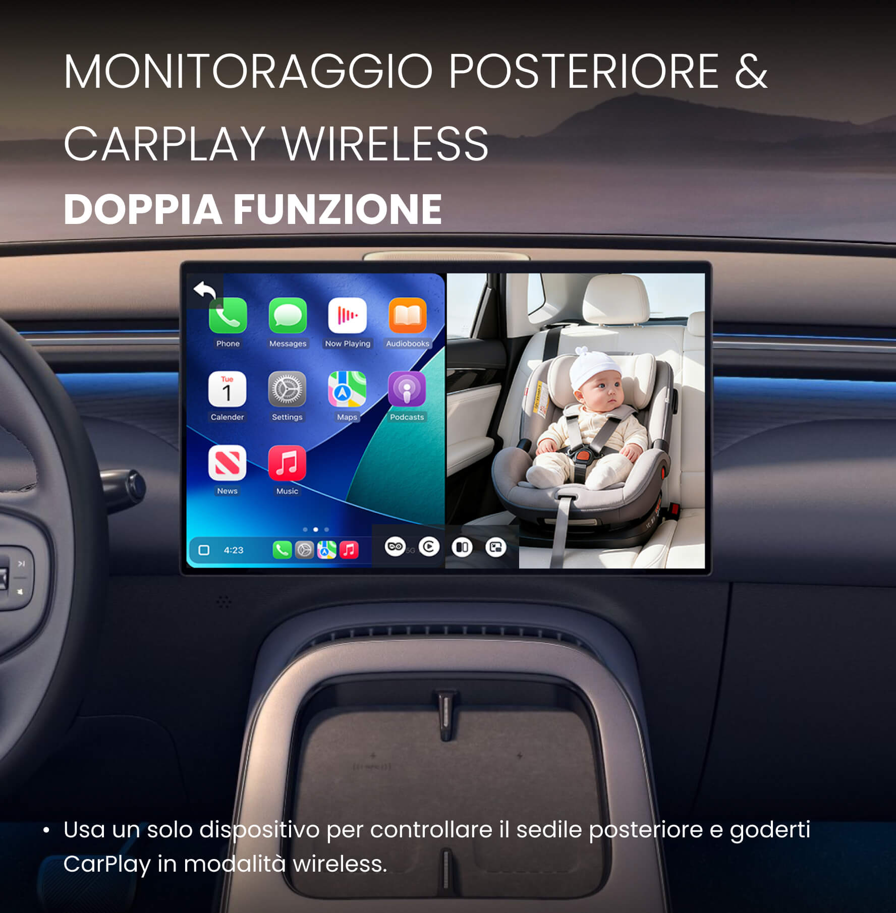 Ottocast® Cabin Care Adattatore CarPlay Wireless con Monitoraggio