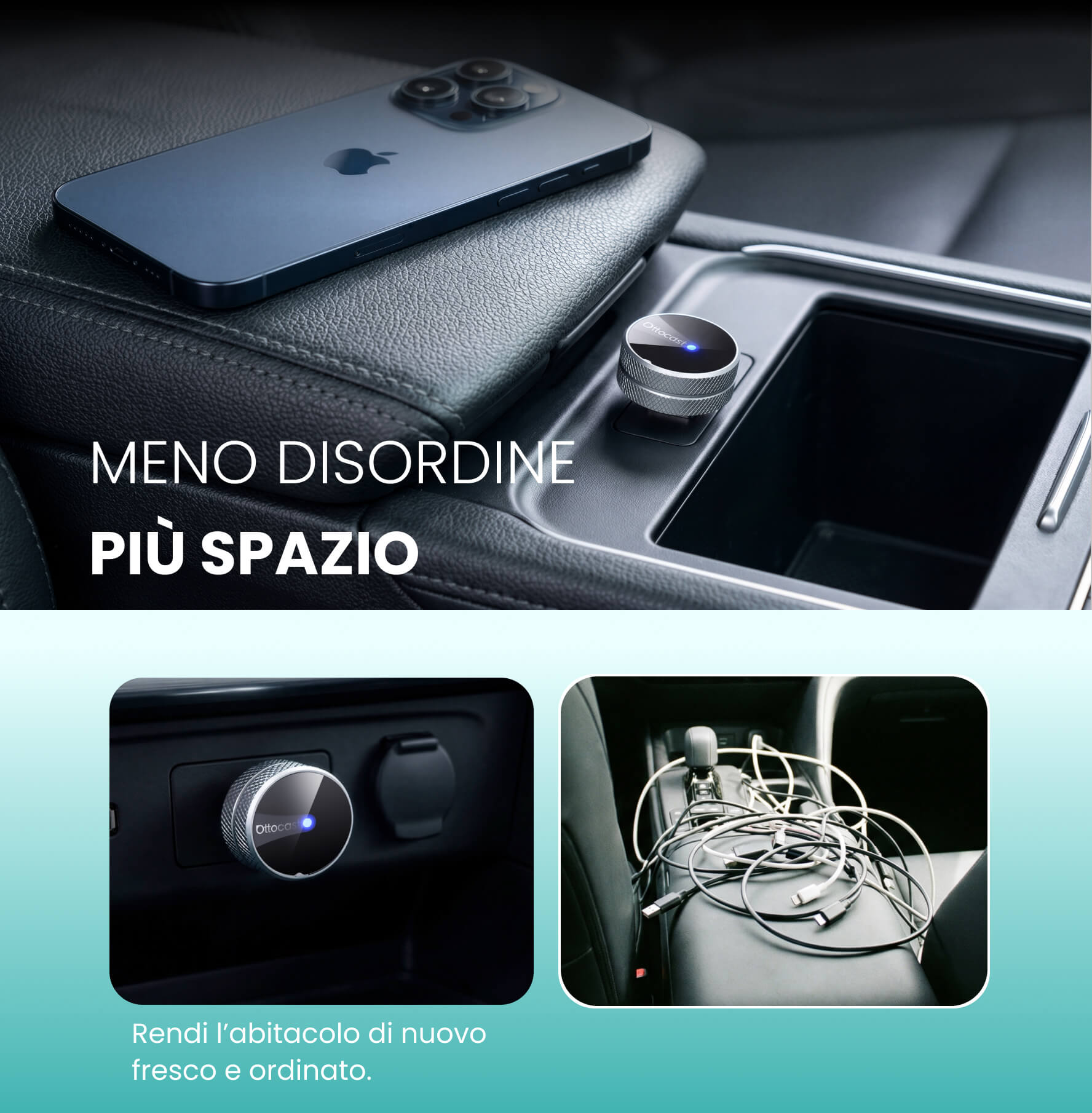 Ottocst® Mini Tube – Adattatore Wireless CarPlay e Android Auto