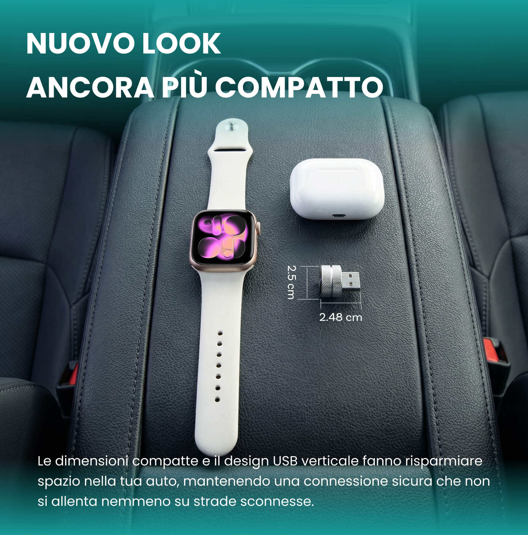Ottocst® Mini Tube – Adattatore Wireless CarPlay e Android Auto